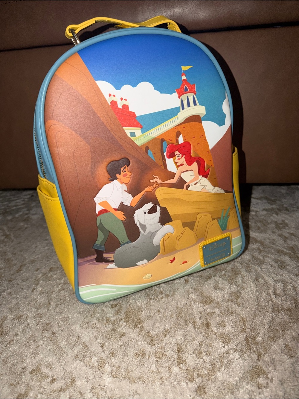 Disney loungefly The Little Mermaid Yellow & Blue Kids Backpack like new